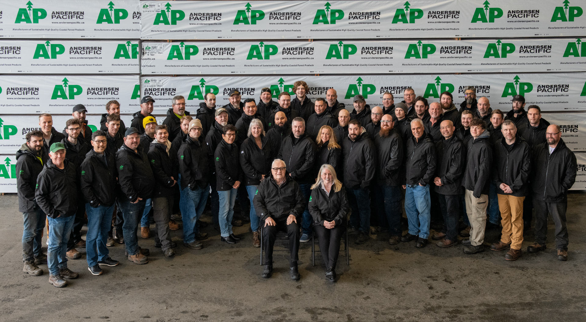 The Andersen Pacific team gathered at the Maple Ridge mill